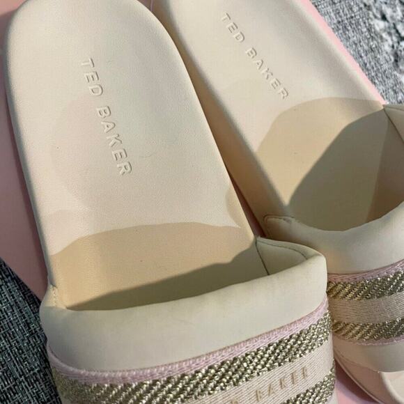 TED BAKER SLIDE SANDAL NATURAL PINK GOLD SZ 6 AESTHETIC VERSATILE SUMMER CHIC - Picture 9 of 13
